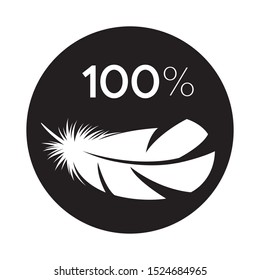 Feather quality sign. Black vector icon on white background