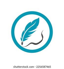 Feather quill design icon and logo illustration classic stationery