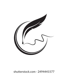 Feather Quill Design Icon und Logo Illustration klassisches Briefpapier