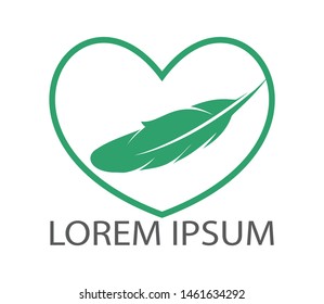 Feather Quill heart shape symbol vector design. Lawyer Law firm Logo design. 