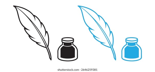 pena quill e tinta garrafa linha arte ilustração vetor.