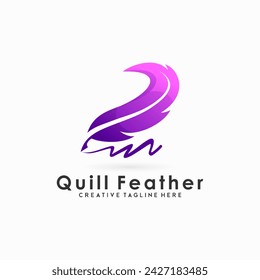 feather quill logo with soft pen lines combination
