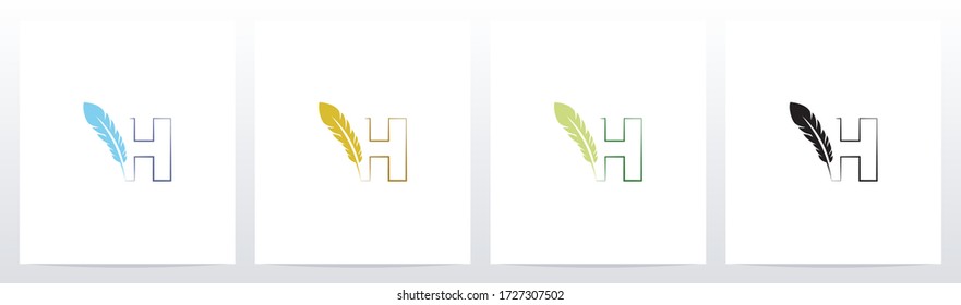 Feather Quill On Letter Logo Design H