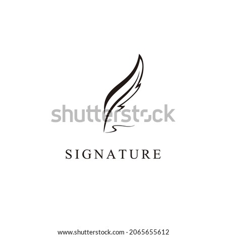 Feather quill pen author logo design vector icon classic stationery illustration	