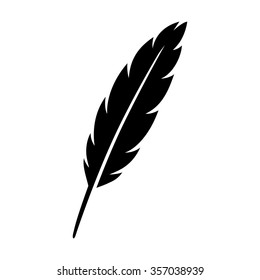 Feather quill pen flat vector icon for apps and websites