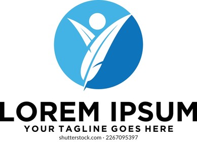 Feather Quill Pen human in Circle logo