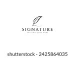 Feather quill pen icon, classic stationery illustration design logo