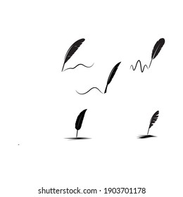 Feather quill pen icon, classic stationery illustration.