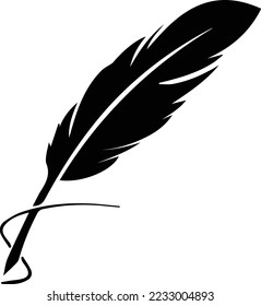 Feather quill pen icon, classic stationery illustration.