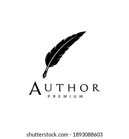 Feather Quill Pen Icon Logo Design Classic Stationery Illustration