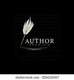 Feather quill pen icon logo design classic stationery illustration