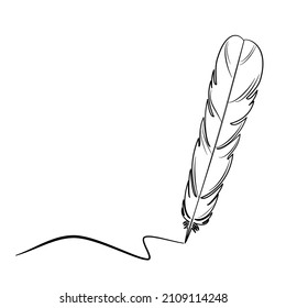 Feather, quill, pen, icon. Vector graphic.