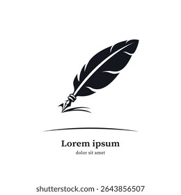 Feather quill pen icon, vector illustration 
