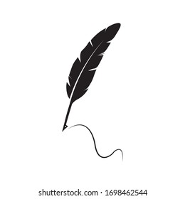 feather quill pen icon,classic stationery illustration