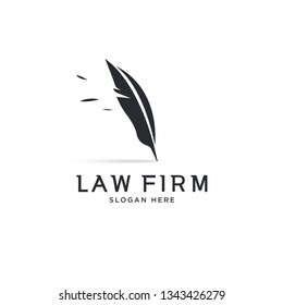 feather quill pen law firm logo template