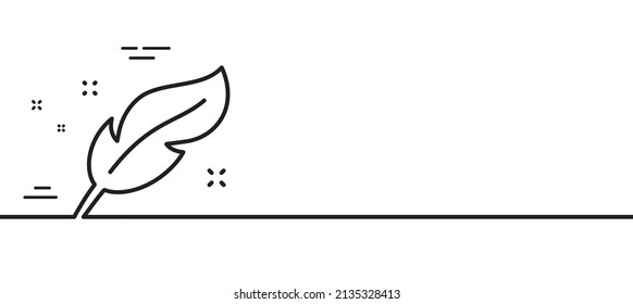 Feather quill pen line icon. Calligraphy nib sign. Lightweight symbol. Minimal line illustration background. Feather line icon pattern banner. White web template concept. Vector