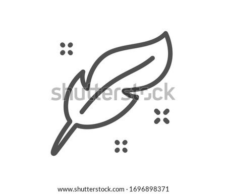 Feather quill pen line icon. Calligraphy nib sign. Lightweight symbol. Quality design element. Editable stroke. Linear style feather icon. Vector