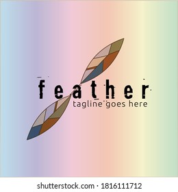 Feather quill pen logo design classic stationery illustration