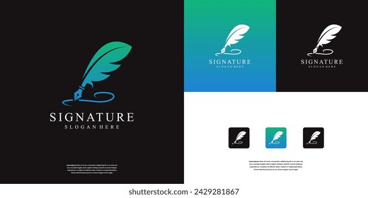 feather quill pen signature logo design inspiration
