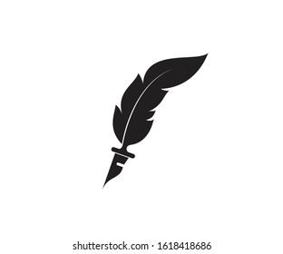 feather quill pen silhouette vector illustration symbol