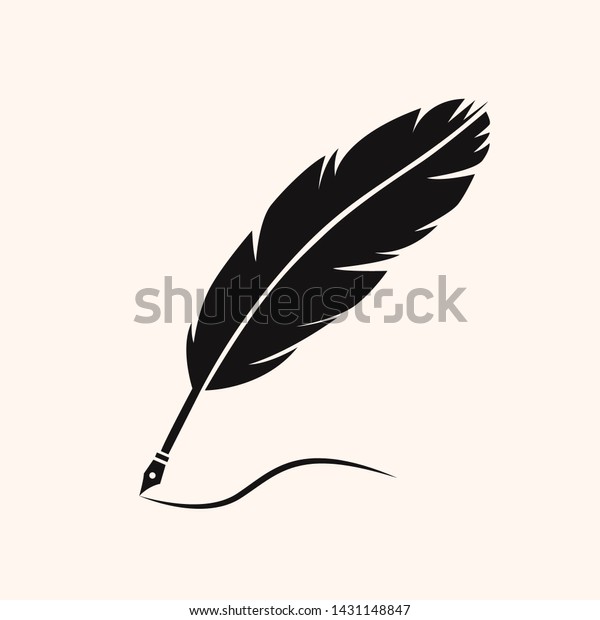 feather\
quill pen silhouette vector illustration\
symbol