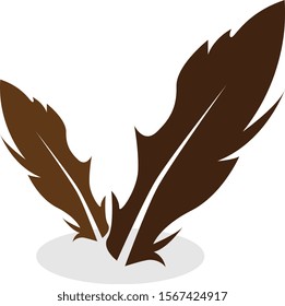 feather quill pen symbol. Vector illustration isolated on white background. Suitable for web design.