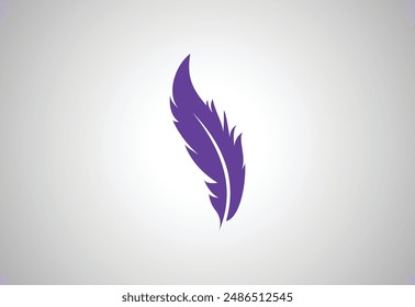 Feather Quill Silhouette Writing Spiral Line, Writing Feather Pen logo design, Vector Illustration