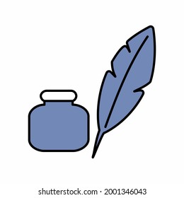 Feather Quill - Style 3. simple illustration. Editable stroke. Design template vector