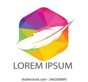 Feather Quill symbol vector design. Lawyer Law firm Logo design. 