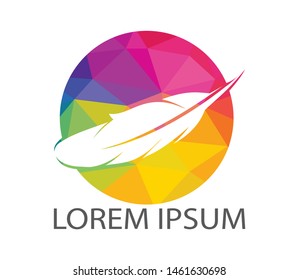 Feather Quill symbol vector design. Lawyer Law firm Logo design. 