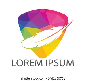 Feather Quill symbol vector design. Lawyer Law firm Logo design. 