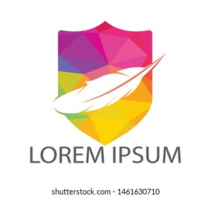 Feather Quill symbol vector design. Lawyer Law firm Logo design. 