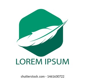 Feather Quill symbol vector design. Lawyer Law firm Logo design. 