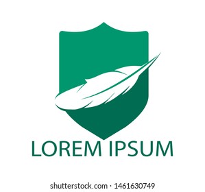 Feather Quill symbol vector design. Lawyer Law firm Logo design. 