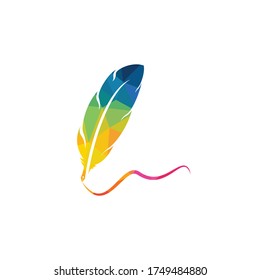 Feather Quill symbol vector design. Education and publication logo concept.