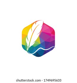 Feather Quill symbol vector design. Education and publication logo concept.