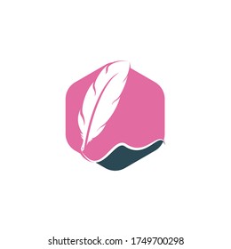 Diseño vectorial del símbolo Quill de plumas. Concepto del logotipo de la educación y la publicación.