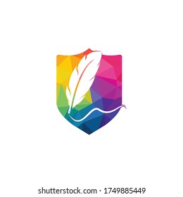 Feather Quill symbol vector design. Education and publication logo concept.