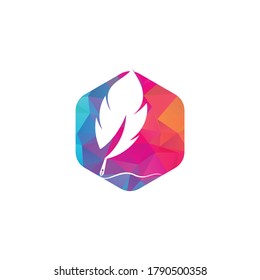 Diseño vectorial del símbolo Quill de plumas. Concepto del logotipo de la educación y la publicación.