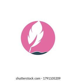 Feather Quill symbol vector design. Education and publication logo concept.