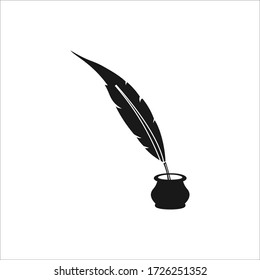 feather quill vector logo design