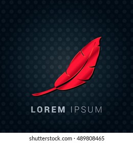 Feather Red chromium precious metallic 3D Icon / Logo Design