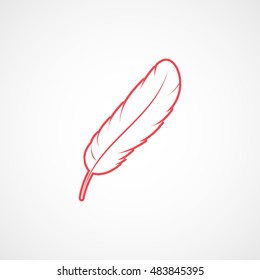 Feather Red Flat Icon On White Background