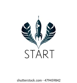 feather rocket logo graphic design concept. Editable feather rocket element, can be used as logotype, icon, template in web and print 