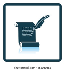 Feather and scroll icon. Shadow reflection design. Vector illustration.