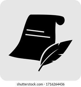 icono de papel de pluma y desplazamiento.  signo vectorial