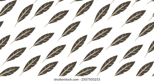 feather seamless pattern background. animal feather pattern background. flat illustration of a feather. bird feather pattern.