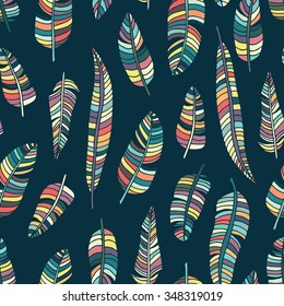 Feather seamless pattern background vector. Feather textile pattern.