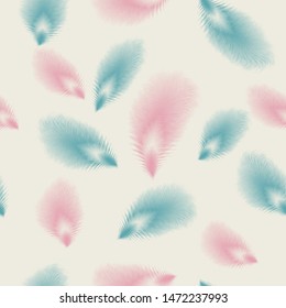 Feather seamless pattern. Boho style vector background. Pastel color palette. Easy to edit template for textile, wallpaper, fabric, etc.