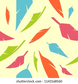feather seamless pattern. colorful background. vector Illustration 